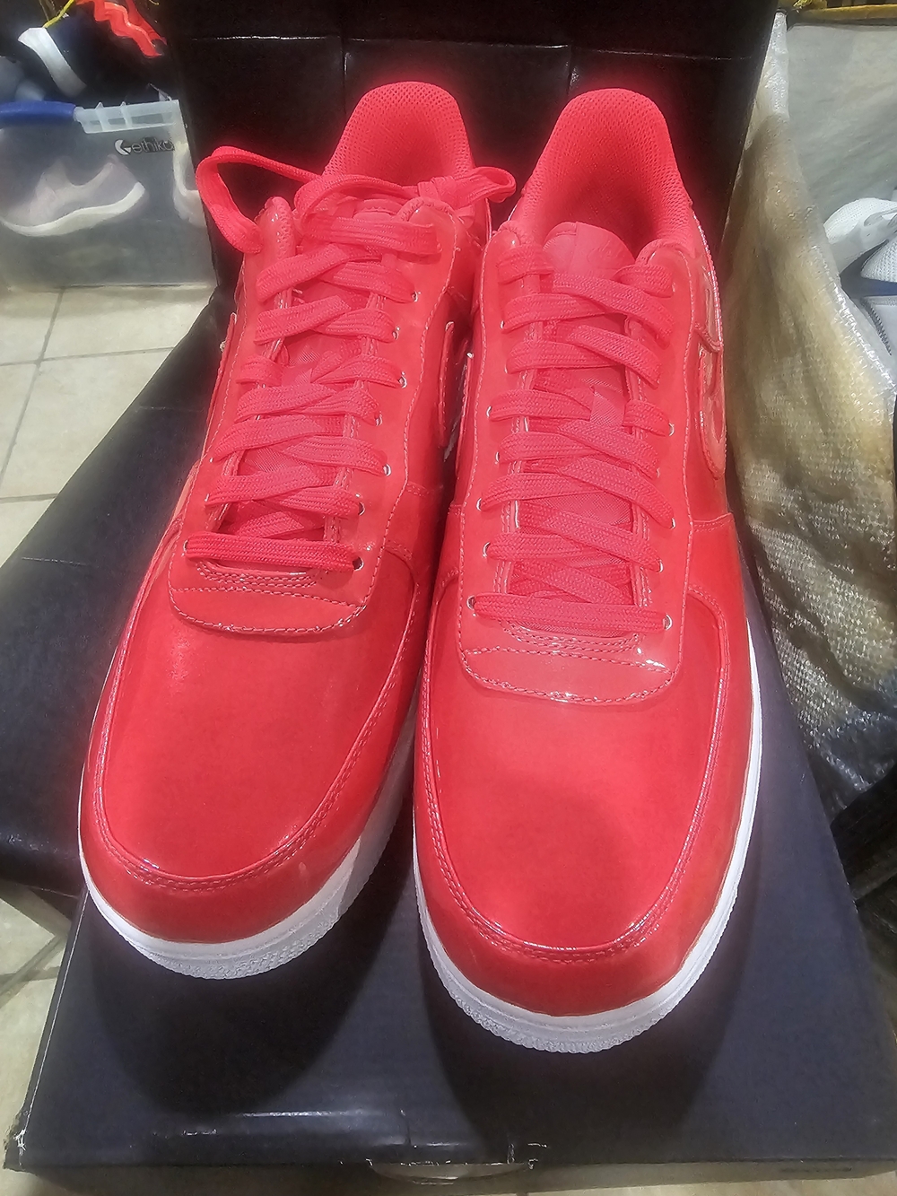 Nike Red Low-Top Sneakers with White Sole